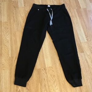 Figs Black Medical Scrub jogger pants with Dark Gray Trim